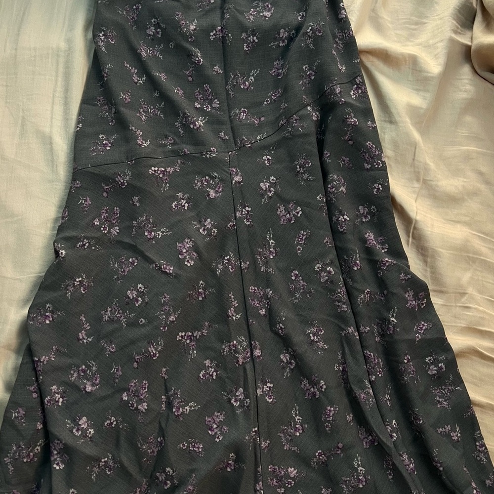 Women's Grey & Purple Floral Asymmetrical Skirt